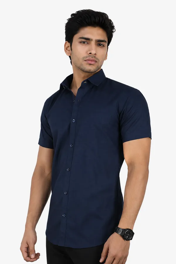 LINPH_NAVI_BLUE_|_SLIM_FIT_PREMIUM_POLO_NECK_CASUAL_SHIRT_|_ORIGENS