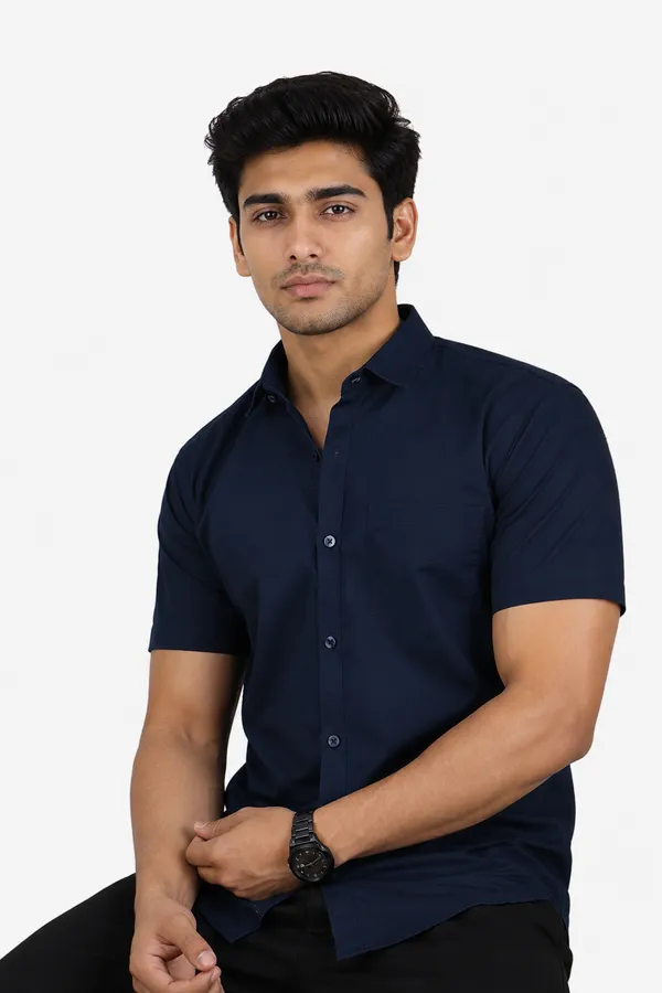 LINPH_NAVI_BLUE_|_SLIM_FIT_PREMIUM_POLO_NECK_CASUAL_SHIRT_|_ORIGENS