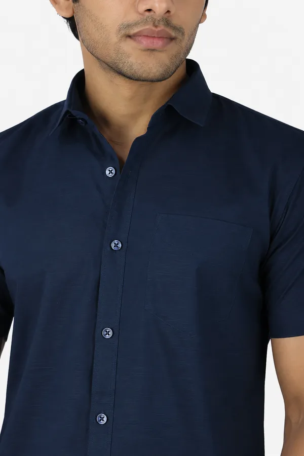 LINPH_NAVI_BLUE_|_SLIM_FIT_PREMIUM_POLO_NECK_CASUAL_SHIRT_|_ORIGENS