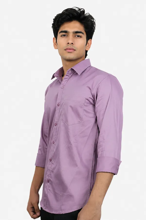 Light_Lavender_Cotton_Blend_Slim_Fit_Casual_Shirt_Solid_Satin_Full_Sleeve_For_Men