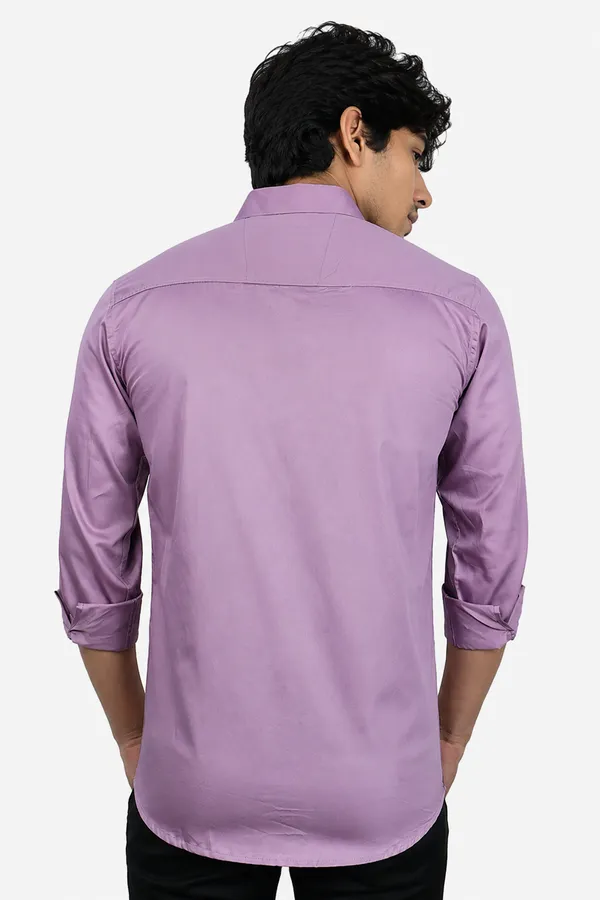 Light_Lavender_Cotton_Blend_Slim_Fit_Casual_Shirt_Solid_Satin_Full_Sleeve_For_Men