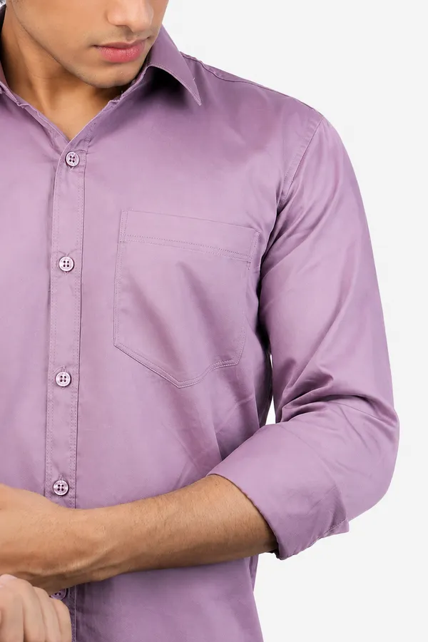 Light_Lavender_Cotton_Blend_Slim_Fit_Casual_Shirt_Solid_Satin_Full_Sleeve_For_Men