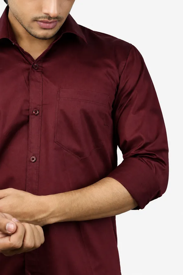 Maroon_Cotton_Blend_Slim_Fit_Casual_Shirt_Solid_Satin_Full_Sleeve_For_Men