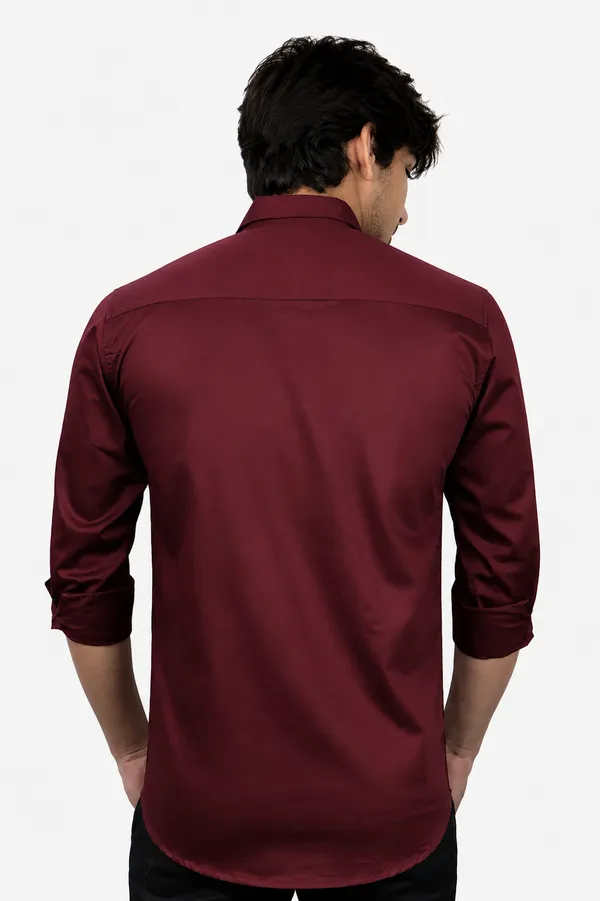 Maroon_Cotton_Blend_Slim_Fit_Casual_Shirt_Solid_Satin_Full_Sleeve_For_Men