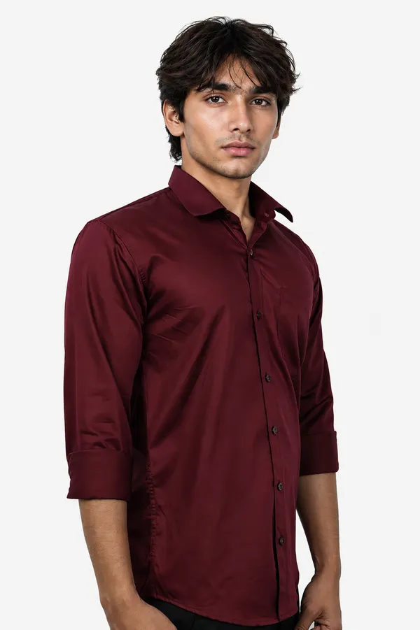 Maroon_Cotton_Blend_Slim_Fit_Casual_Shirt_Solid_Satin_Full_Sleeve_For_Men