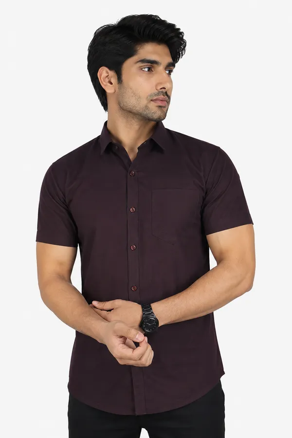 LINPH_WINE_|_SLIM_FIT_PREMIUM_POLO_NECK_CASUAL_SHIRT_|_ORIGENS