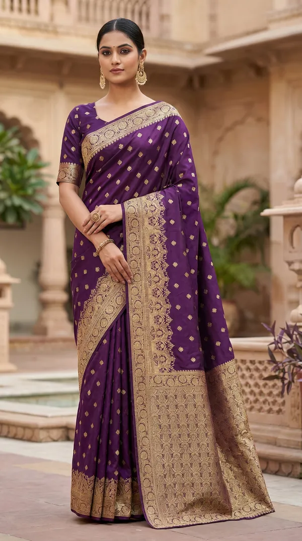 Wine_Banarasi_Silk_Saree