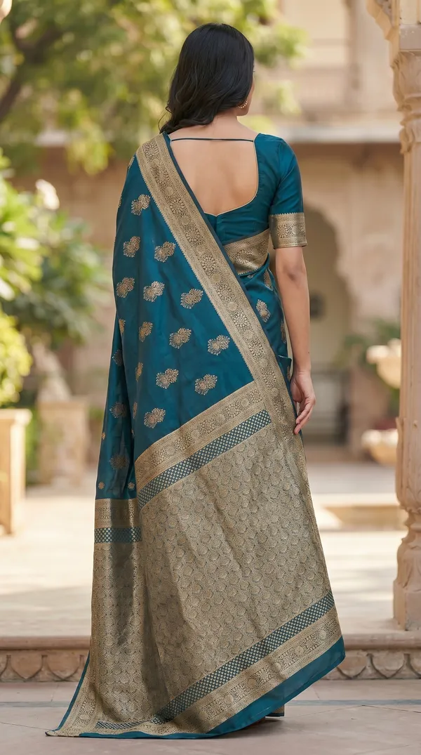 Teal_Blue_Silk_Saree