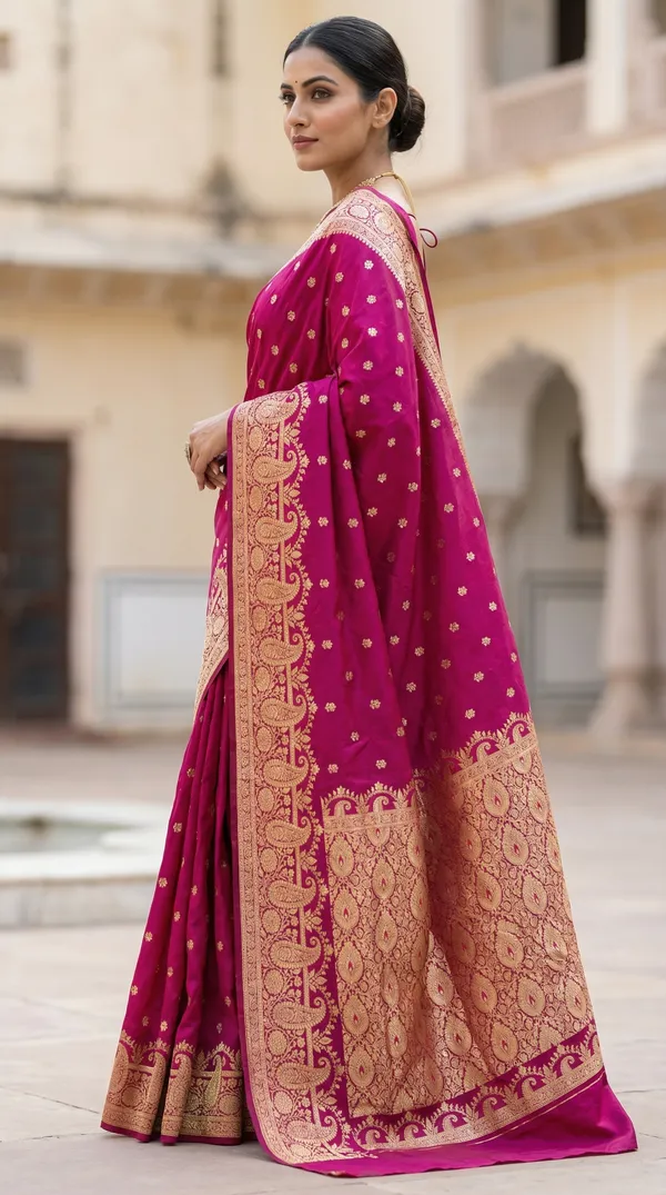 Dark_Pink_Silk_Saree