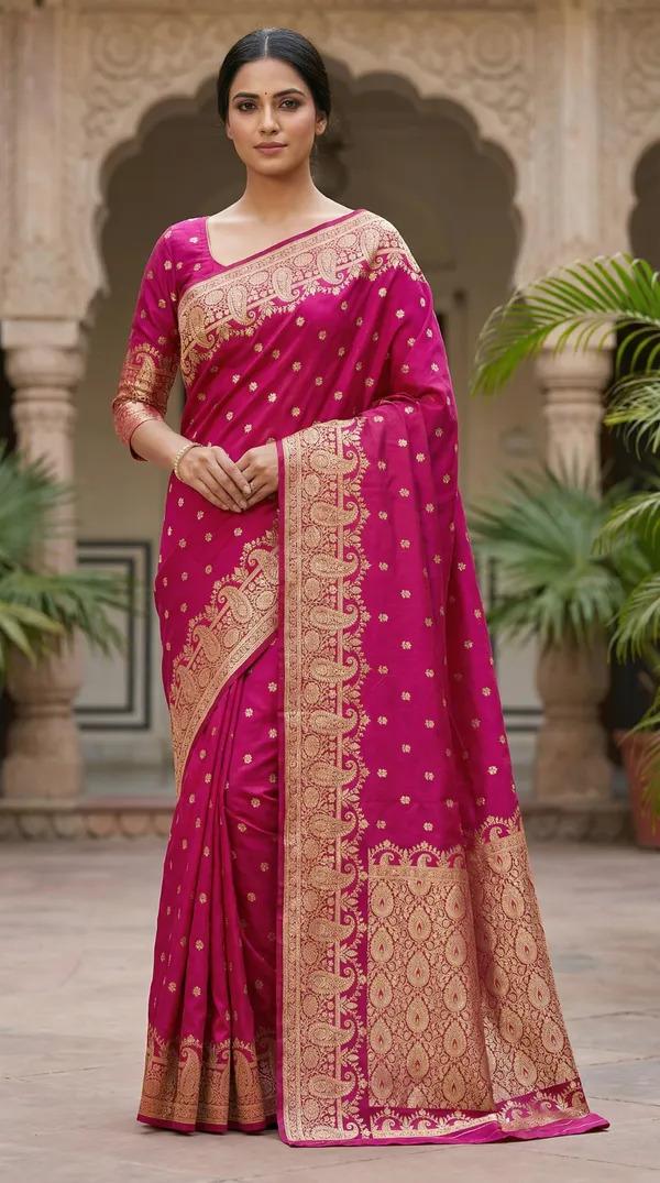 Dark_Pink_Silk_Saree