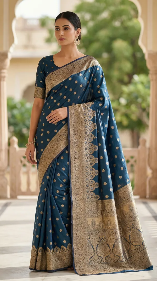 Blue_Banarasi_silk_Saree
