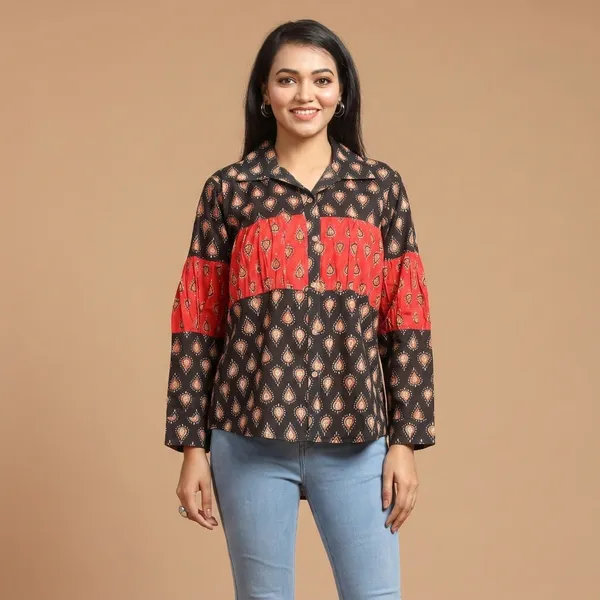 Black_And_Red_Printed_Long_Sleeve_Cotton_Top_For_Women_Stylish_Casual_Shirt_Style