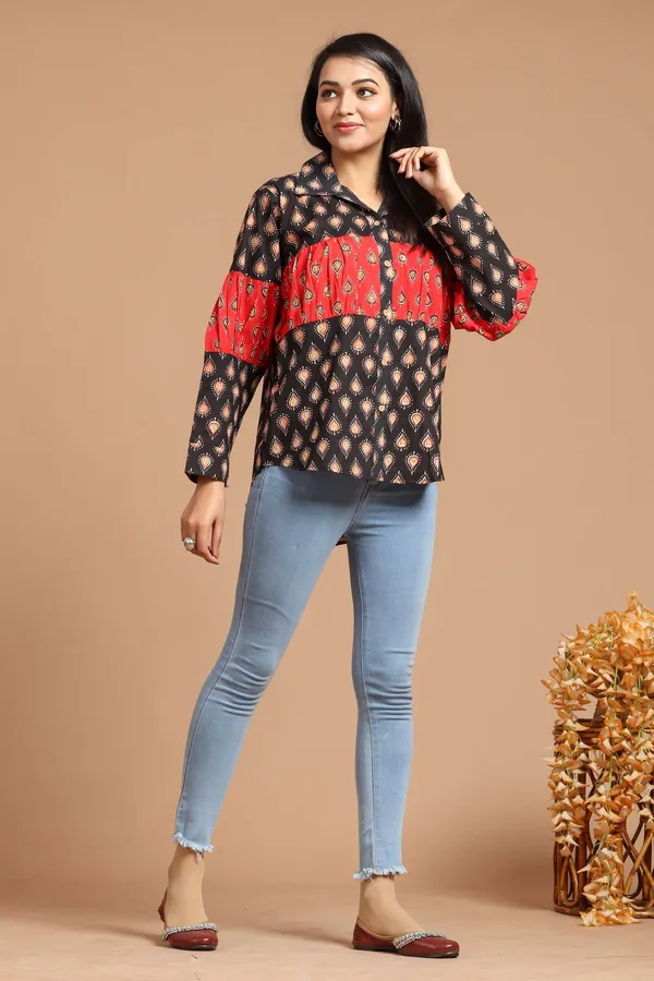 Black_And_Red_Printed_Long_Sleeve_Cotton_Top_For_Women_Stylish_Casual_Shirt_Style