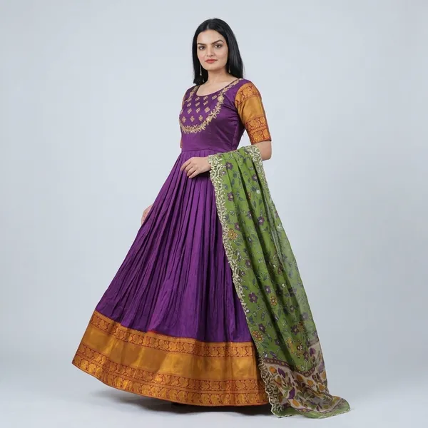 Purple_Premium_Silk_Designer_Gown_With_Jacquard_Weaving_And_Embroidered_Dupatta_Ready_To_Wear_Set