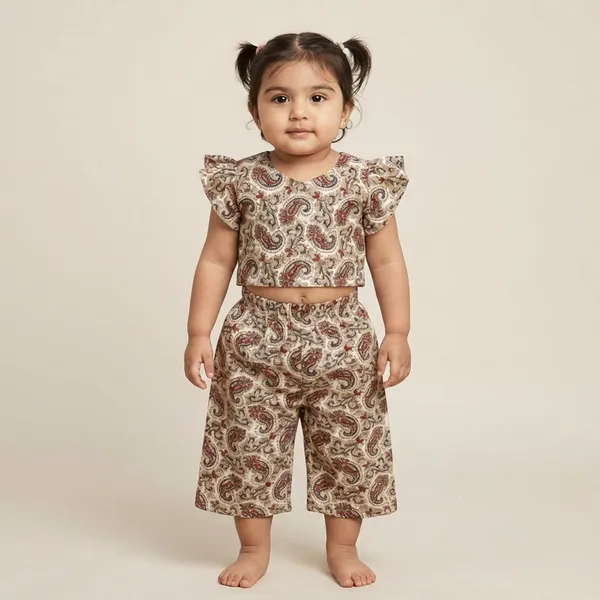 Paisley_Print_Co-Ord_Set_With_Ruffled_Sleeves_And_Green_Floral_Peplum_Top_And_Palazzo_Set_For_Kids_Pack_Of_4