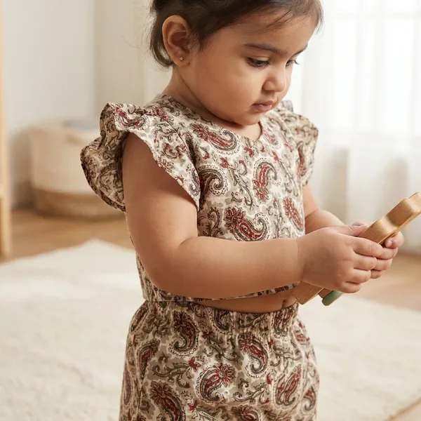Paisley_Print_Co-Ord_Set_With_Ruffled_Sleeves_And_Green_Floral_Peplum_Top_And_Palazzo_Set_For_Kids_Pack_Of_4