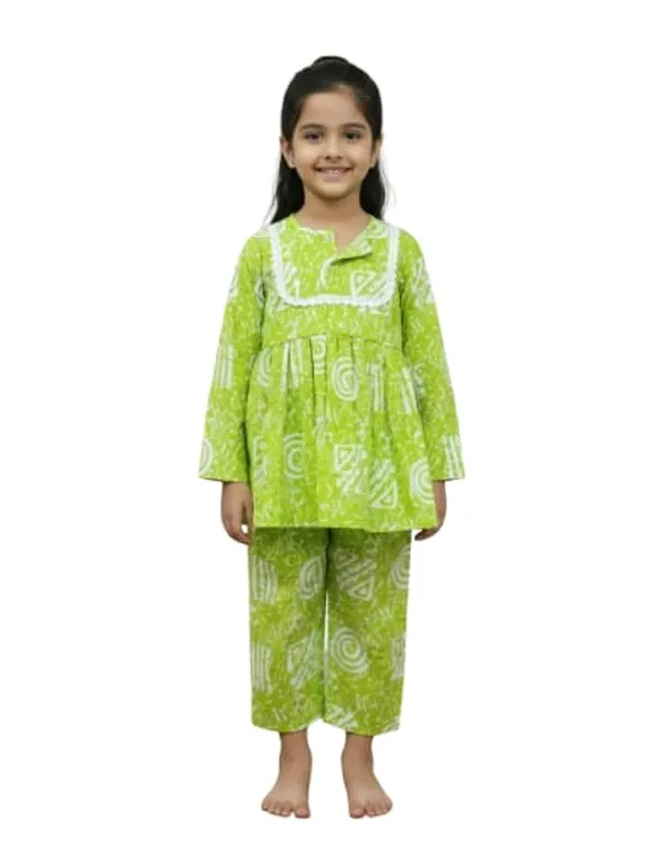 Pink_And_White_Paisley_Print_Ruffle_Sleeves_Co-Ord_Set_And_Green_Printed_Ethnic_Kurta_Pajama_Set_For_Girls_Pack_Of_4