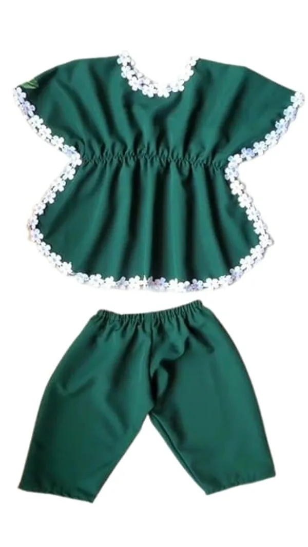 Yellow_Floral_Print_Kurta_Pajama_Set_And_Green_White_Lace_Trim_Ethnic_Cotton_Top_And_Pant_Set_For_Girls_Pack_Of_4
