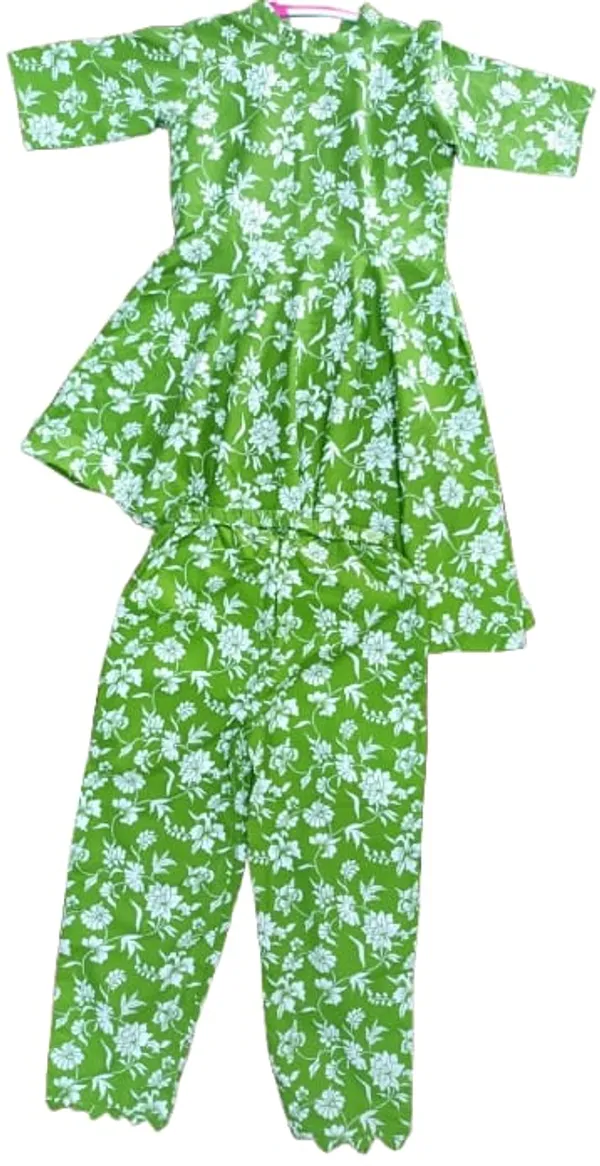 Green_Floral_Printed_Kurta_Set_For_Girls_Pack_Of_2