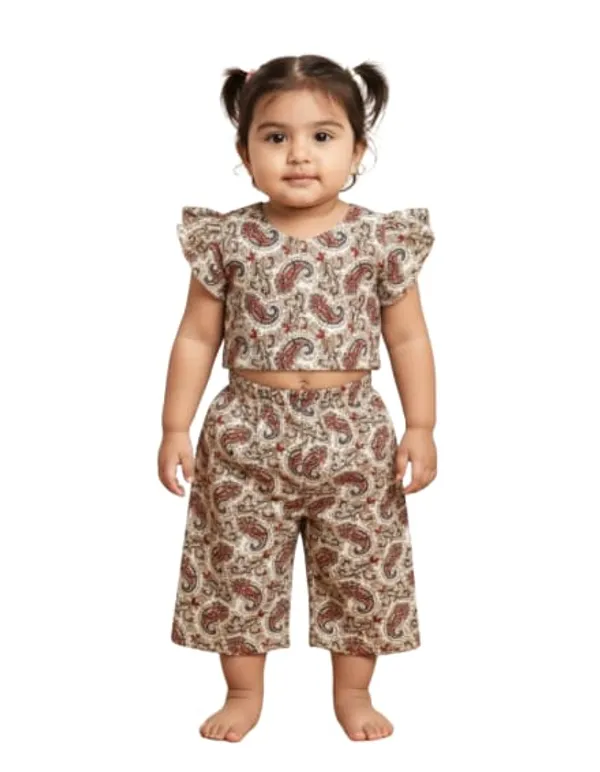 Paisley_Print_Co-Ord_Set_With_Ruffled_Sleeves_And_Green_Floral_Peplum_Top_And_Palazzo_Set_For_Kids_Pack_Of_4