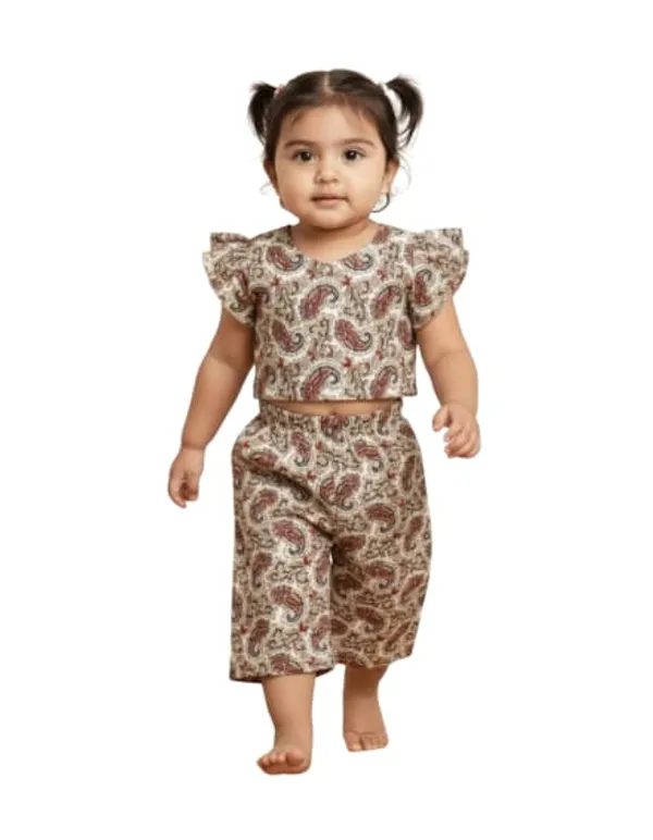Paisley_Print_Co-Ord_Set_With_Ruffled_Sleeves_And_Green_Floral_Peplum_Top_And_Palazzo_Set_For_Kids_Pack_Of_4