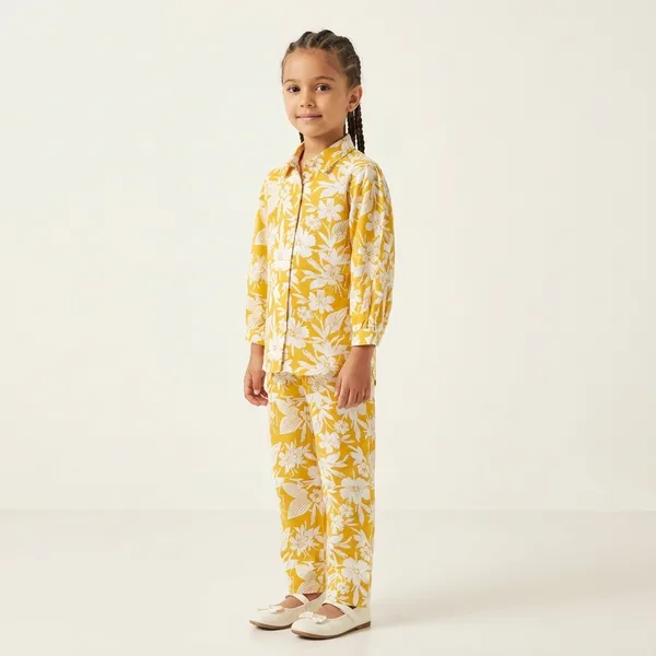 Mustard_Yellow_Floral_Print_Ethnic_Co-Ord_Set_For_Girls_Pack_Of_2