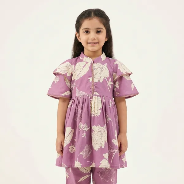 Purple_Floral_Print_Dress_With_Matching_Pants_Set_For_Girls_Pack_Of_2