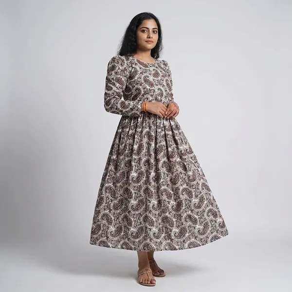 Multicolor_Paisley_Print_Long_Dress_For_Women