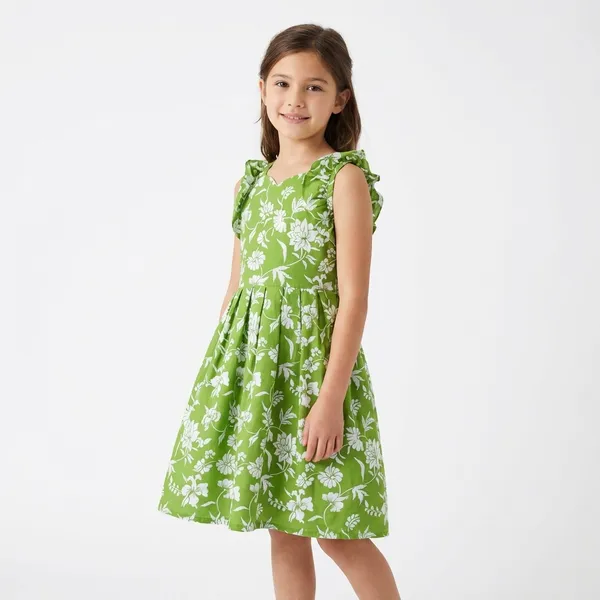 Green_Floral_Print_Sleeveless_Dress_And_Dusty_Rose_Pink_Sleeveless_Fit_And_Flare_Maxi_Dress_For_Girls_Pack_Of_2