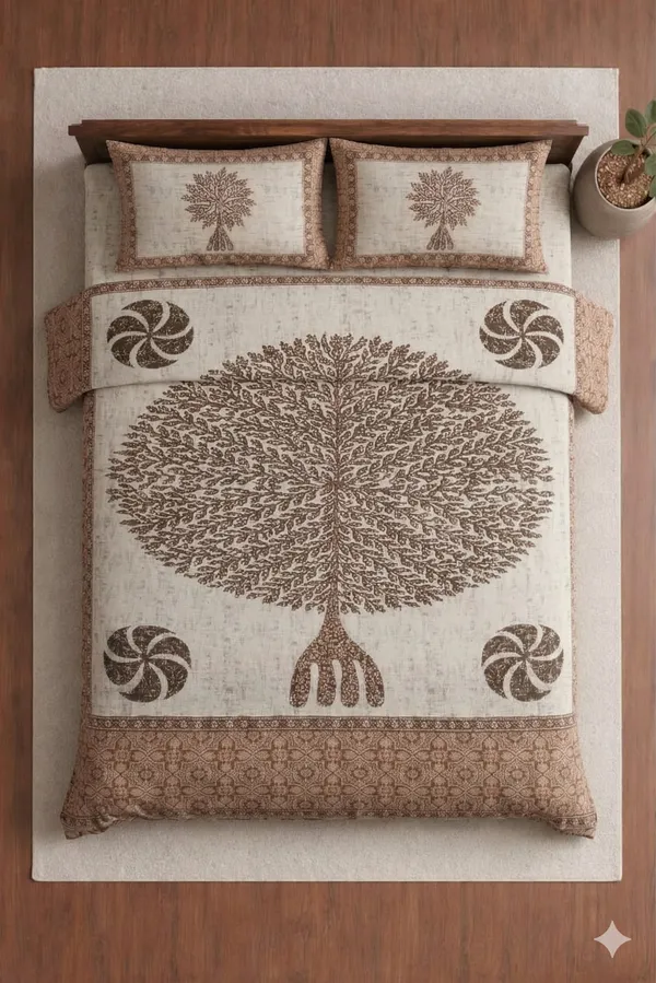 White_Cotton_Jantar_Mantar_Diwan_Bedsheet_Set