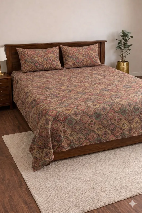 Pink_Cotton_Unique_Floral_Double_Bedsheet_With_210_Thread_Count