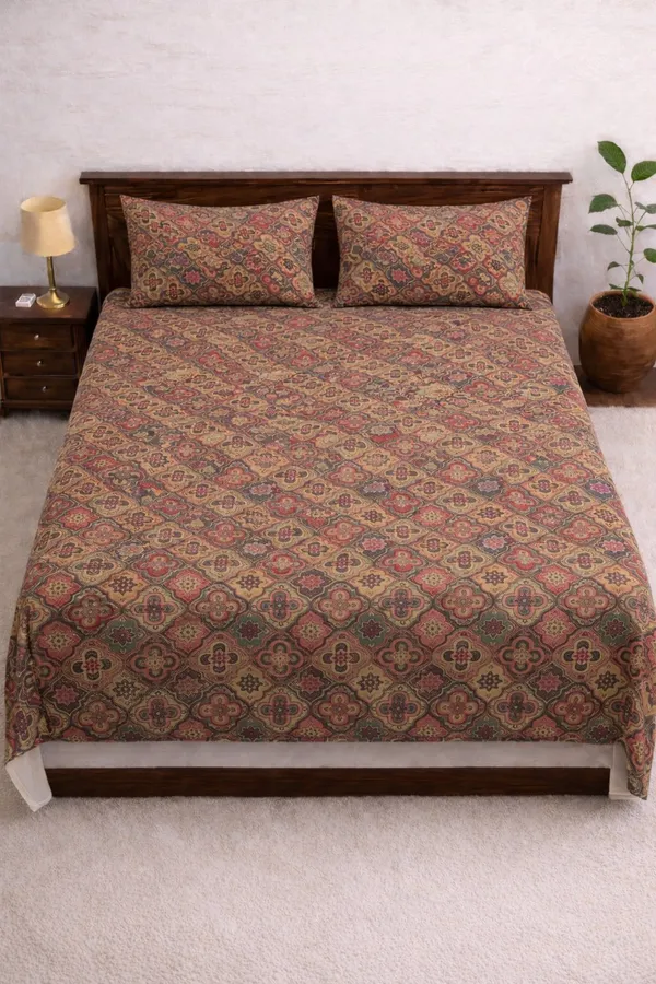 Pink_Cotton_Unique_Floral_Double_Bedsheet_With_210_Thread_Count