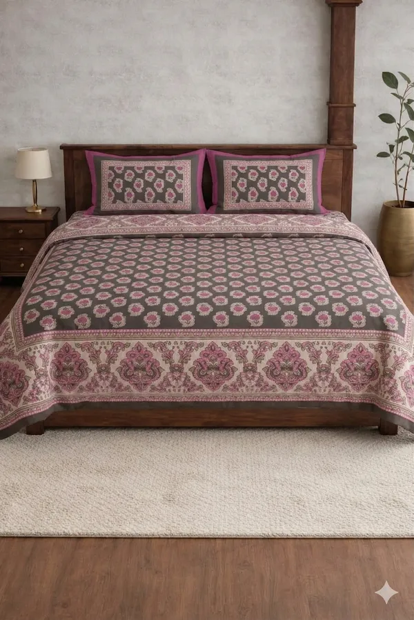 Pink_Cotton_Tulip_Double_Bedsheet_With_210_Thread_Count