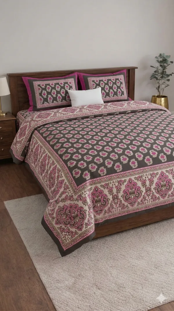 Pink_Cotton_Tulip_Double_Bedsheet_With_210_Thread_Count