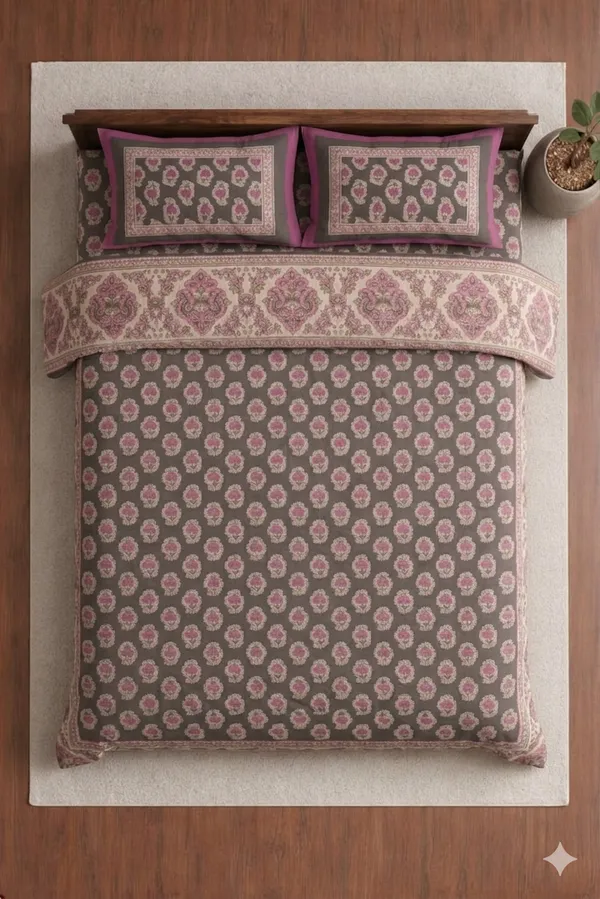 Pink_Cotton_Tulip_Double_Bedsheet_With_210_Thread_Count
