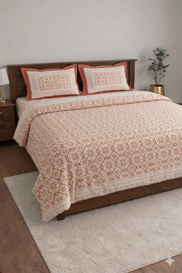 Orange_Cotton_Tulip_Double_Bedsheet_With_210_Thread_Count