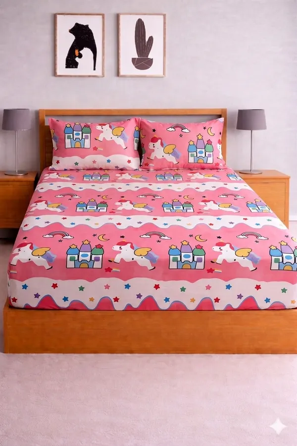 Multicolor_Cotton_Kidzee_Double_Bedsheet_With_180_Thread_Count