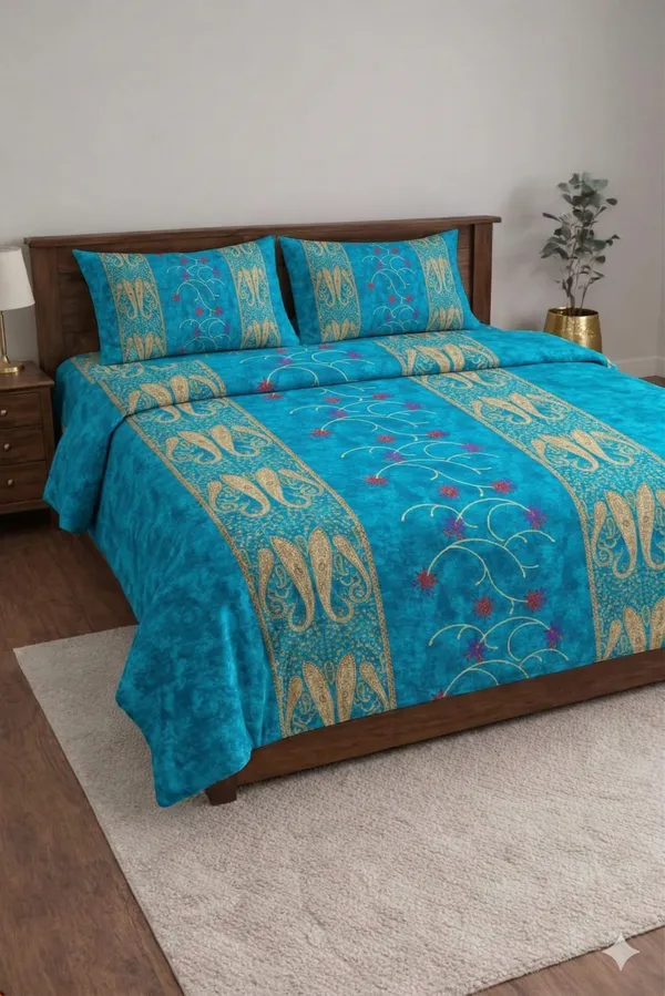 Blue_Cotton_Banarasi_Double_Bedsheet_With_310_Thread_Count