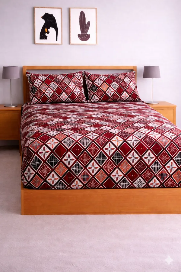 Red_Cotton_Magnet_Double_Bedsheet_With_210_Thread_Count