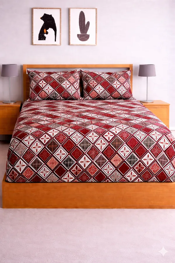 Red_Cotton_Magnet_Double_Bedsheet_With_210_Thread_Count