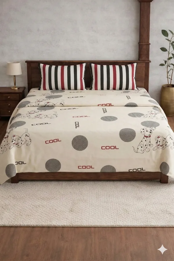 Cream_Cotton_Oscar_Double_Bedsheet_With_180_Thread_Count