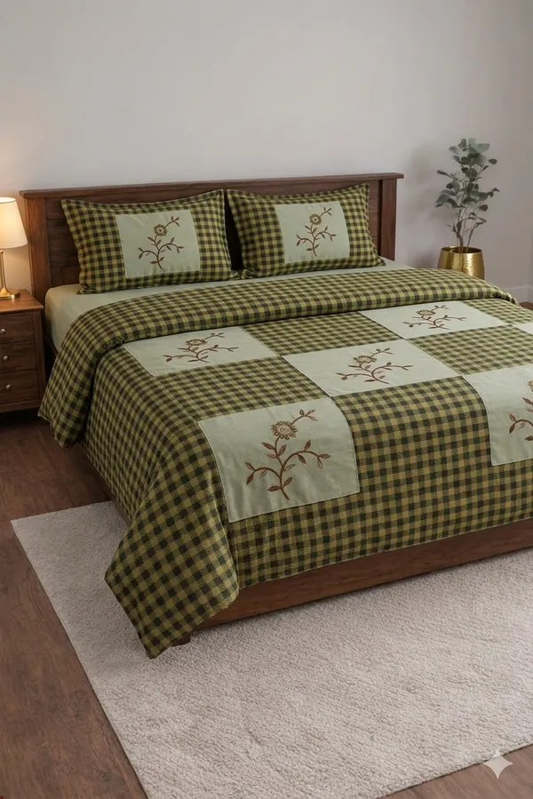Green_Cotton_Oscar_Double_Bedsheet_With_180_Thread_Count