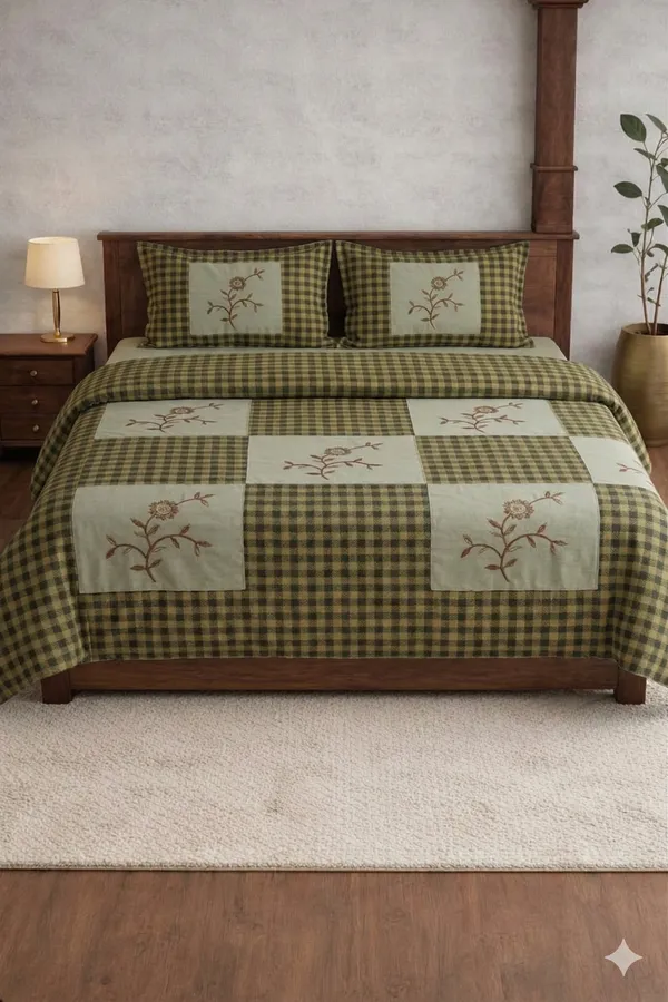 Green_Cotton_Oscar_Double_Bedsheet_With_180_Thread_Count