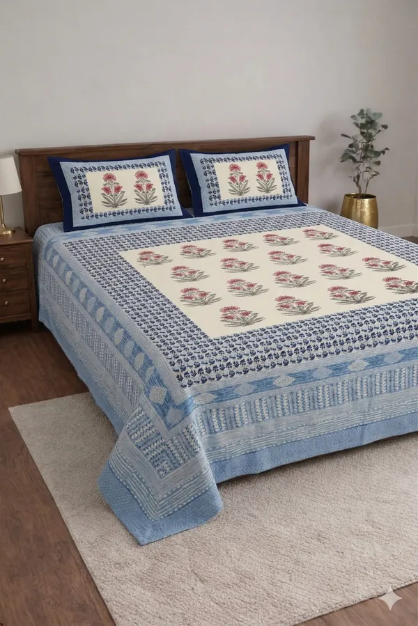 Blue_Cotton_Block_Jaal_Double_Bedsheet_With_180_Thread_Count
