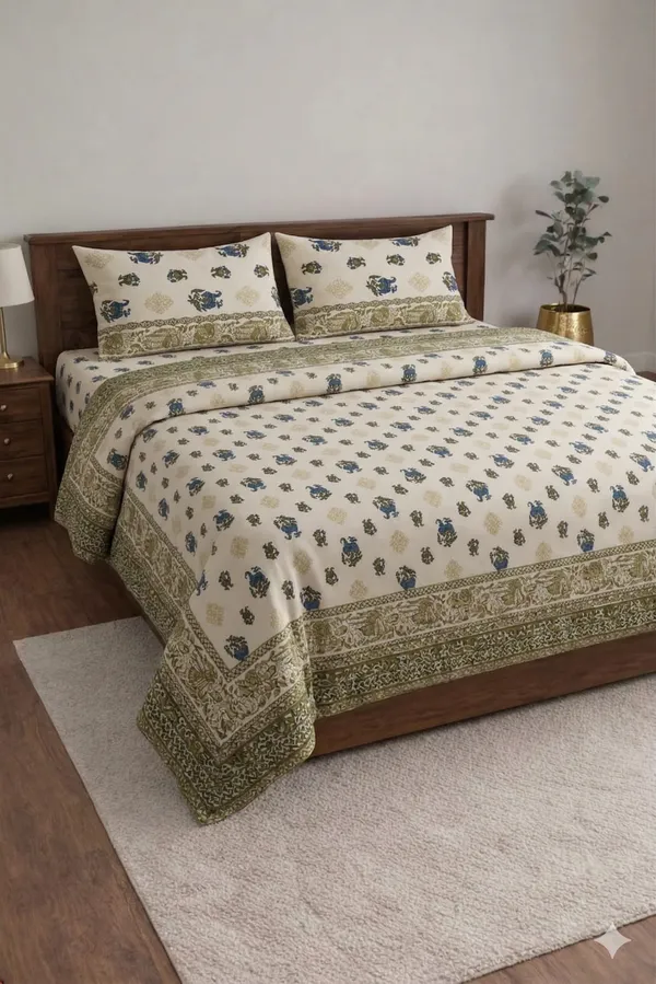 Green_Cotton_Rajwada_Double_Bedsheet_With_180_Thread_Count