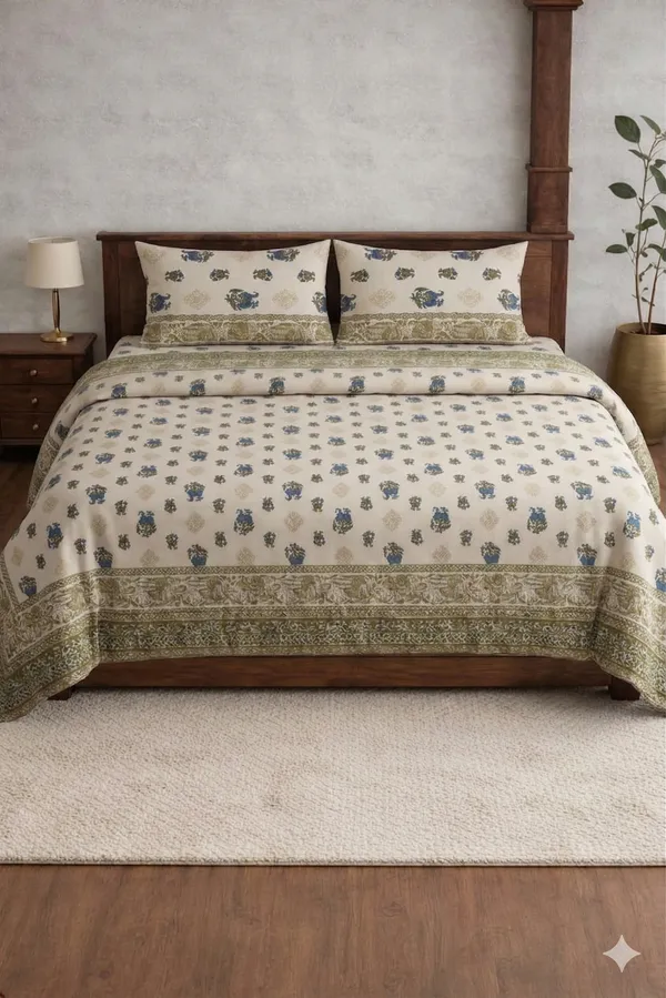 Green_Cotton_Rajwada_Double_Bedsheet_With_180_Thread_Count