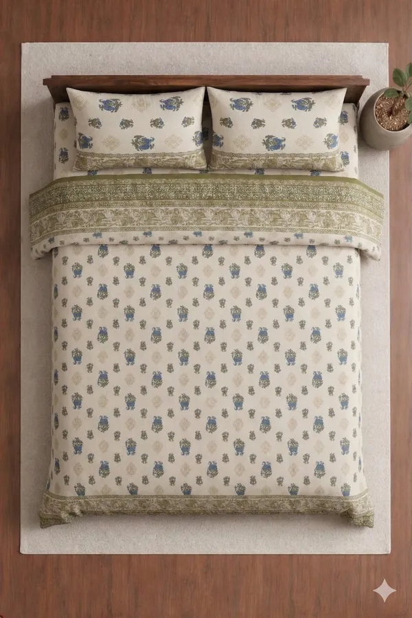 Green_Cotton_Rajwada_Double_Bedsheet_With_180_Thread_Count