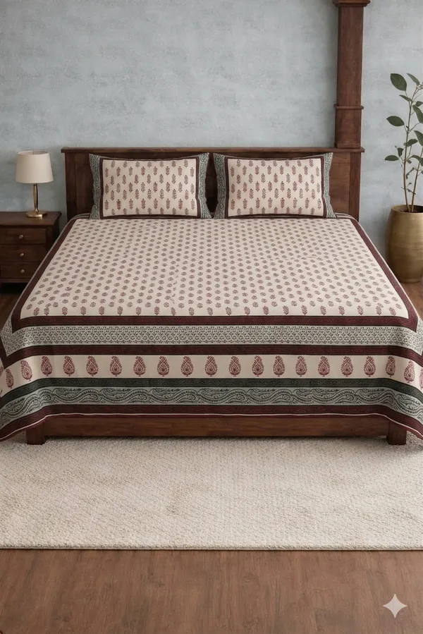 Red_Cotton_Block_Jaal_Double_Bedsheet_With_180_Thread_Count