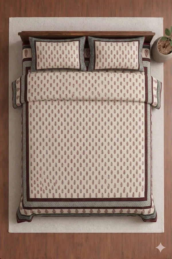 Red_Cotton_Block_Jaal_Double_Bedsheet_With_180_Thread_Count