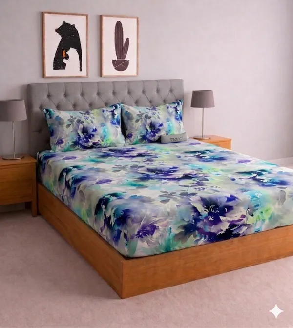 Purple_Cotton_Starfit_Double_Bedsheet_With_210_Thread_Count